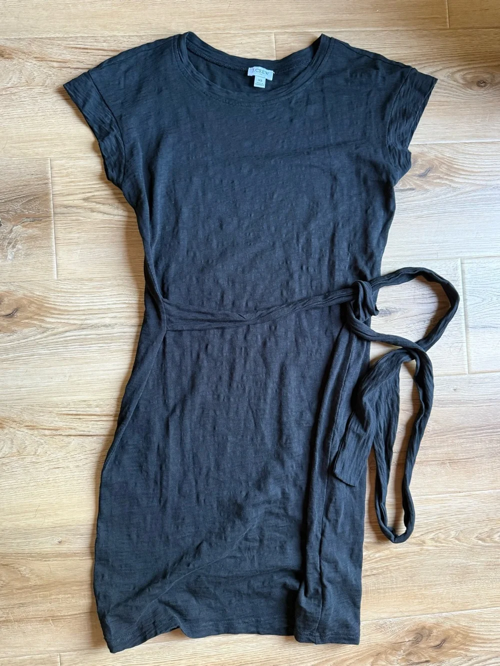 J. Crew Charcoal Black Tie-Waist Short Sleeve Tee Dress